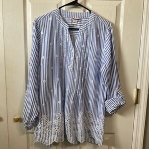 American Sweetheart shirt. Blue and white. Size L.